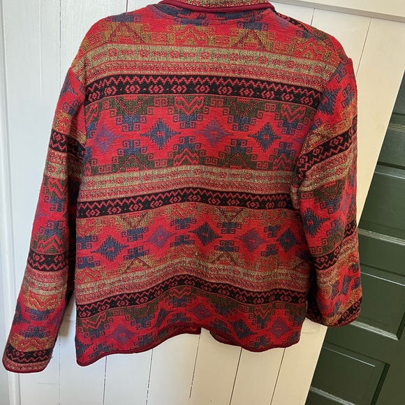 Women's Red Patterned Jacket - Picture 4 of 4